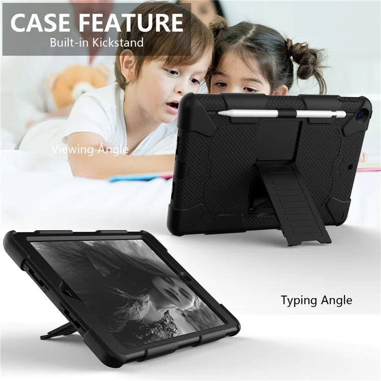 Hard PC + Silicone Kickstand Tablet Case Shockproof Cover Combo Shell for iPad 10.2 (2021)/(2020)/(2019) with Pen Holder