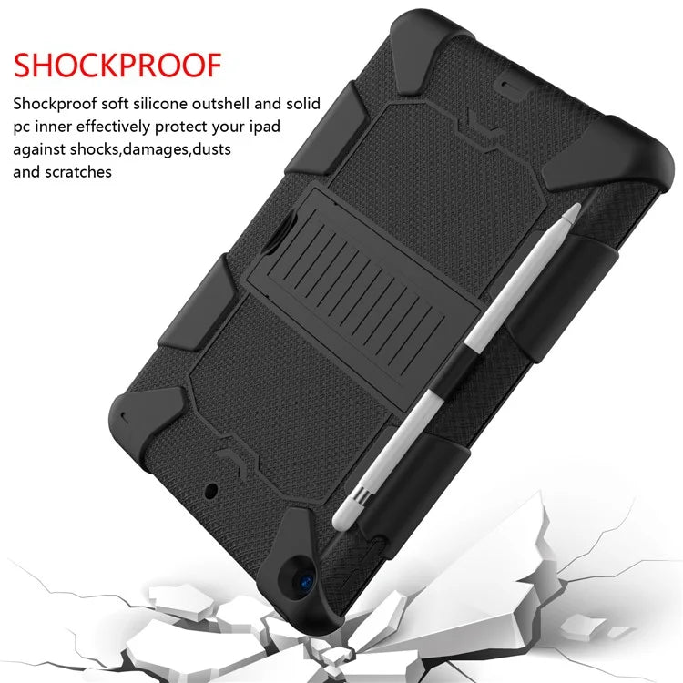 Hard PC + Silicone Kickstand Tablet Case Shockproof Cover Combo Shell for iPad 10.2 (2021)/(2020)/(2019) with Pen Holder