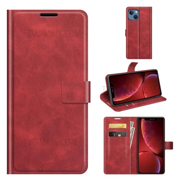 For iPhone 13 mini 5.4 inch Folio Flip Leather Wallet Case Phone Cover Shell with Foldable Stand