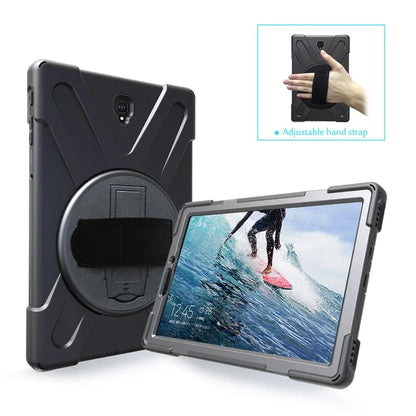 360 Degree Swivel Kickstand PC + Silicone Combo Case with Hand Strap for Samsung Galaxy Tab S4 10.5 T830 T835