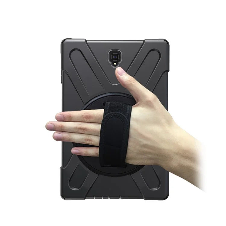 360 Degree Swivel Kickstand PC + Silicone Combo Case with Hand Strap for Samsung Galaxy Tab S4 10.5 T830 T835