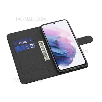 3D Creative Pattern Printing PU Leather Stand Flip Wallet Magnetic Protective Case with Strap for Samsung Galaxy S22 Ultra 5G