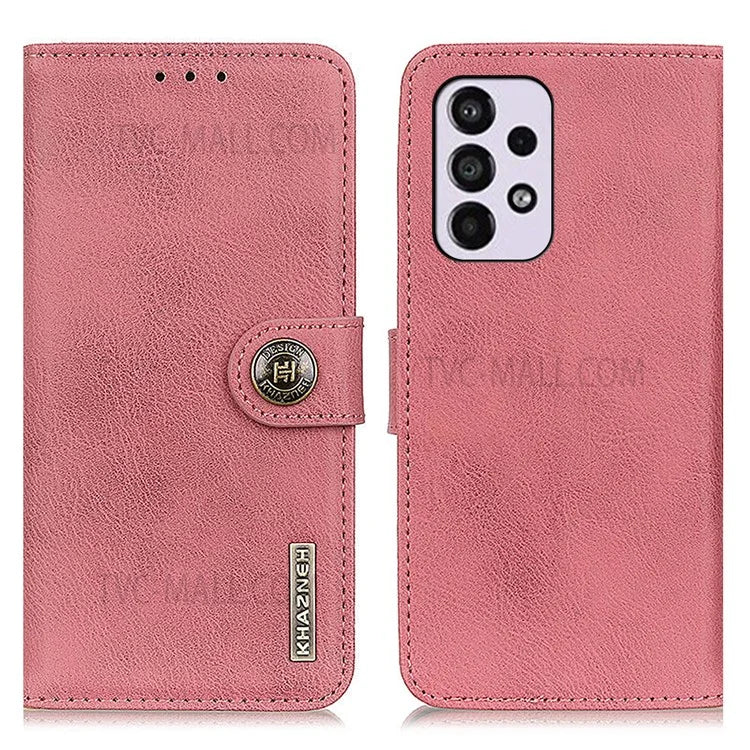 KHAZNEH Scratch-resistant Case Wallet Magnetic Closure PU Leather Phone Cover with Stand for Samsung Galaxy A33 5G