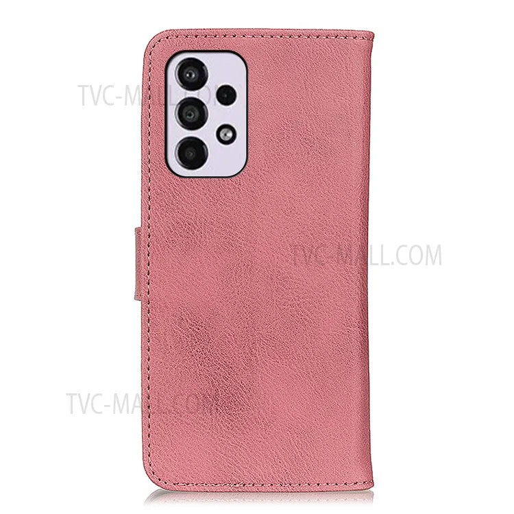 KHAZNEH Scratch-resistant Case Wallet Magnetic Closure PU Leather Phone Cover with Stand for Samsung Galaxy A33 5G