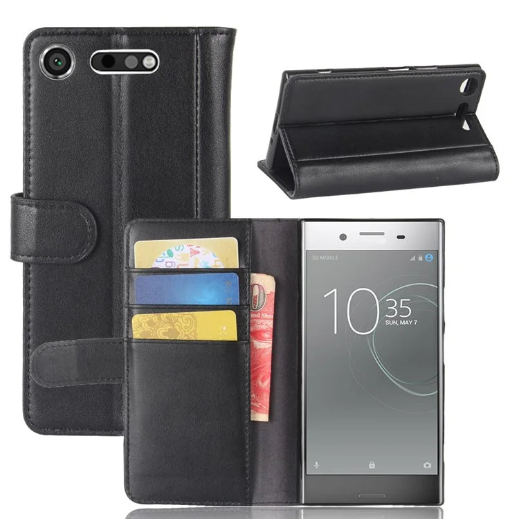 Genuine Split Leather Case with Card Slots for Sony Xperia XZ1