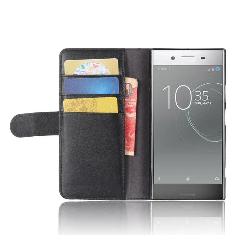 Genuine Split Leather Case with Card Slots for Sony Xperia XZ1