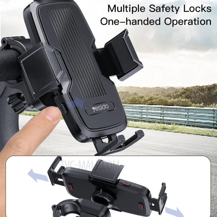 YESIDO C127 Touch Lock Bike Handlebar Phone Mount Tool-Free Installation for Motorcycle