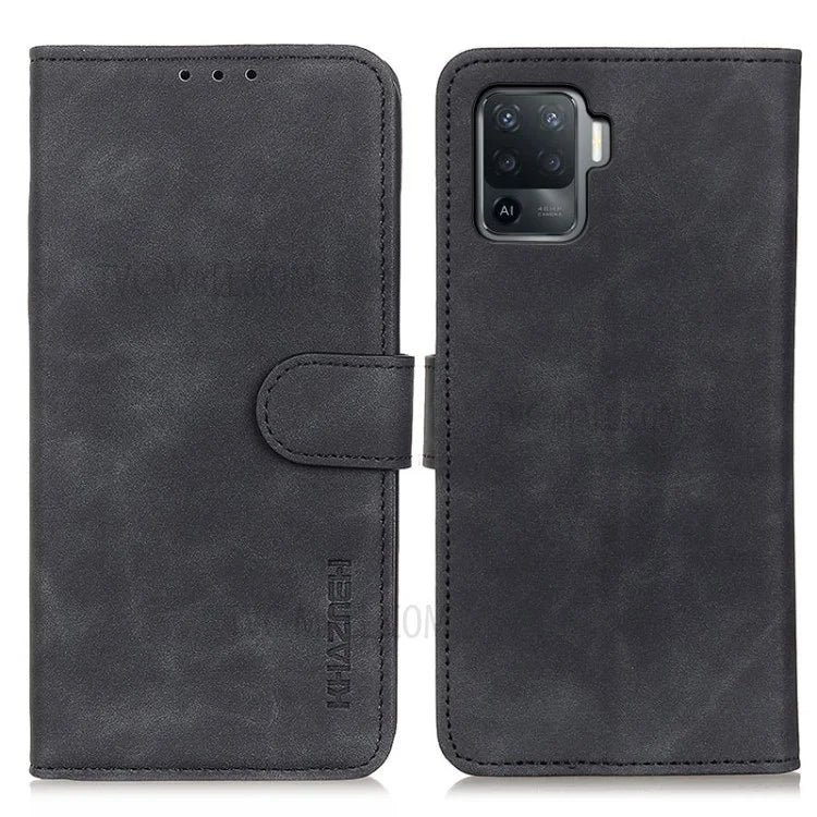 KHAZNEH Magnetic Clasp Wallet Design Retro Style PU Leather Case for Oppo A94/F19 Pro/Reno5 F