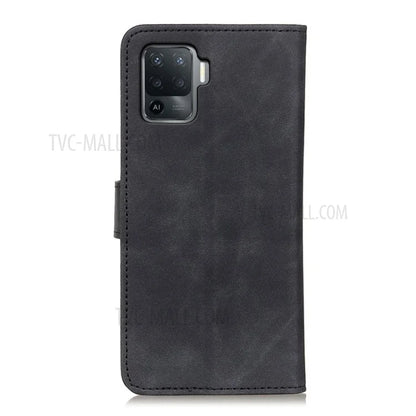 KHAZNEH Magnetic Clasp Wallet Design Retro Style PU Leather Case for Oppo A94/F19 Pro/Reno5 F