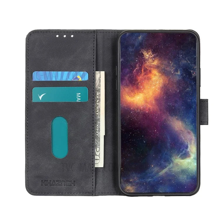 KHAZNEH Magnetic Clasp Wallet Design Retro Style PU Leather Case for Oppo A94/F19 Pro/Reno5 F