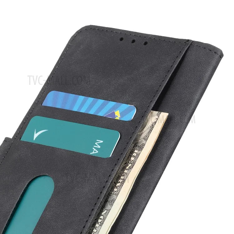 KHAZNEH Magnetic Clasp Wallet Design Retro Style PU Leather Case for Oppo A94/F19 Pro/Reno5 F