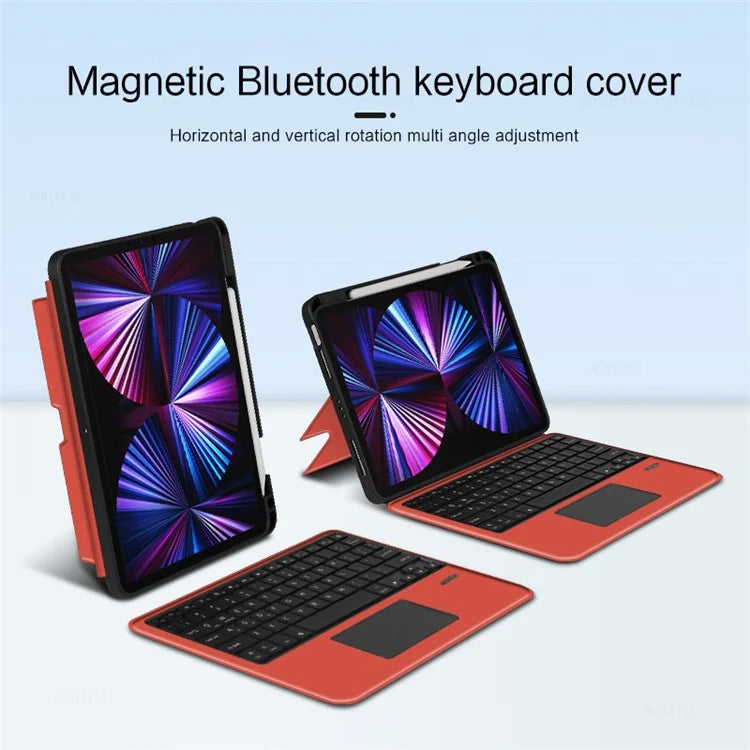 JIUYU for iPad Pro 11-inch (2020)  /  (2021) Bluetooth Wireless Magnetic Keyboard + Stand Tablet Cover with Pencil Holder