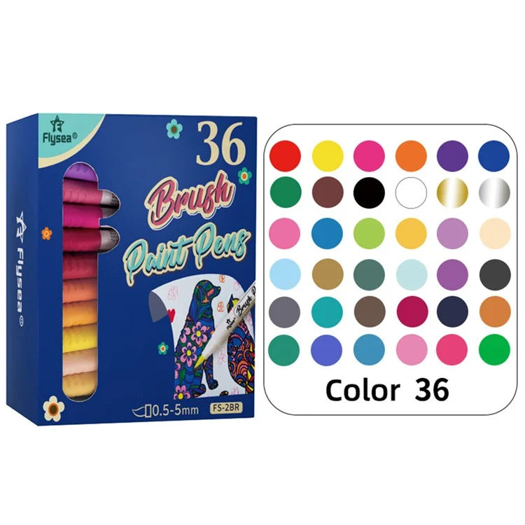 FLYSEA FS-2BR 36Pcs / Box Acrylic Paint Pens Water Based Acrylic Markers Pens for Adults Kids