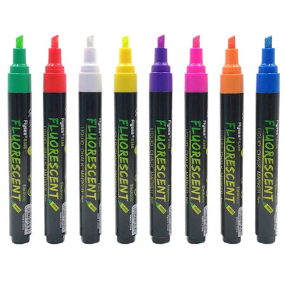 FLYSEA S368 8Pcs LED Light Board Pen Non-Toxic Neon Pens Whiteboard Markers 6mm Tip