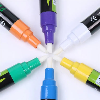 FLYSEA S368 8Pcs LED Light Board Pen Non-Toxic Neon Pens Whiteboard Markers 6mm Tip