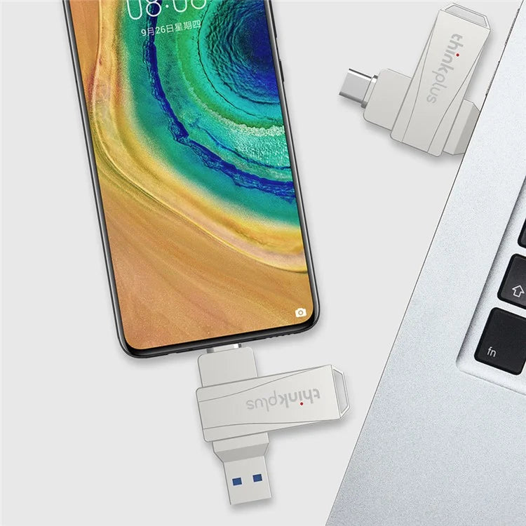 LENOVO Thinkplus MU252 256GB for iPhone 15 Series USB / Type-C Rotating Memory Stick USB-C 3.1 Flash Drive