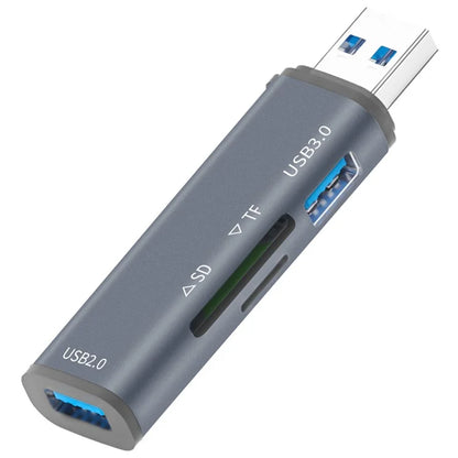 ADS-308A Aluminum Alloy USB 3.0 + USB 2.0 Splitter Hub SD / TF Card Reader