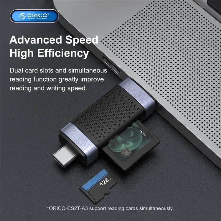 ORICO CS2T-A3-BK-EP USB3.0 Card Reader with SD  /  TF Card Ports Support OTG 5Gbps Card Reader Portable Mini Card Reader (Two Card Simultaneous Reading)