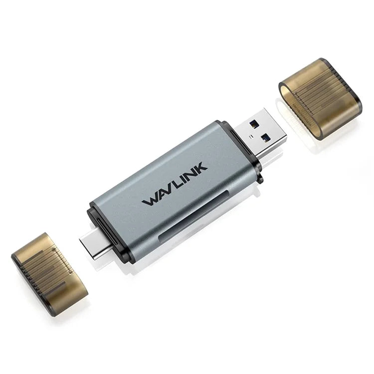 WAVLINK WL-CR3002 Type-C+USB3.0 SD / TF Card Reader Aluminum Alloy Shell Memory Card Device