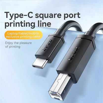 JASOZ D121 1m Multiple Shielding Type-C to USB 2.0 Type B Printer Cable