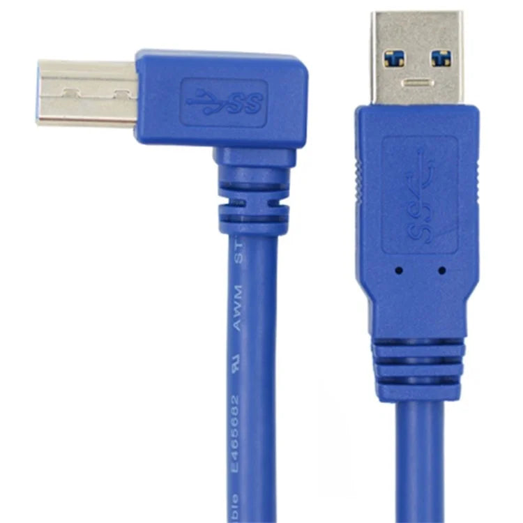 1m USB-A 3.0 Male to USB Type B Male 90 Degree Elbow Adapter Cable for Printer / Hard Drive Box