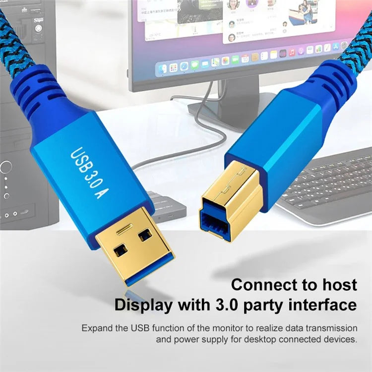 3m USB-A 3.0 Male to USB Type-B Male Connection Cable for Printer, Hard Drive Box