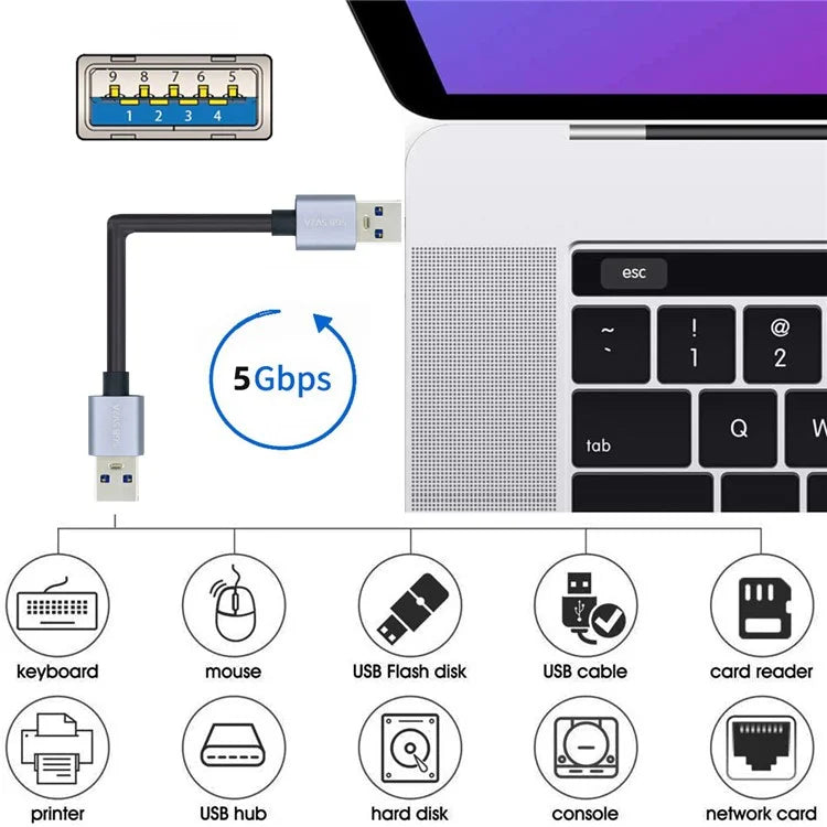 U3-075-AM 0.3m USB 3.0 Male to Male Cord 5Gbps Data Transfer for Cameras, DVD Player, Hard Disk (Silver Shell)