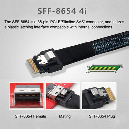 SF-078 50cm MCIO PCI-E 4i 38Pin Male to SFF-8654 Slimline 4X Adapter Cable Cord