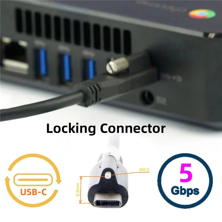 UC-047-1.2M USB 3.1 Type-C Locking Connector to USB 3.1 Type-C Cable for Camera with Panel Mount Screw