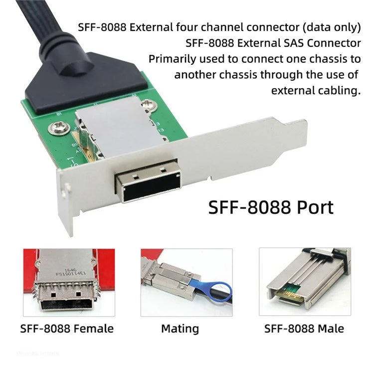 SF-083-26PIN 0.5m External Mini SAS SFF-8088 Male to Female Extension Cable