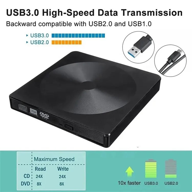 YJ895 Type-C Computer Laptop External Optical Drive Burner High Speed DVD Burner