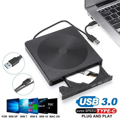 YJ895 Type-C Computer Laptop External Optical Drive Burner High Speed DVD Burner