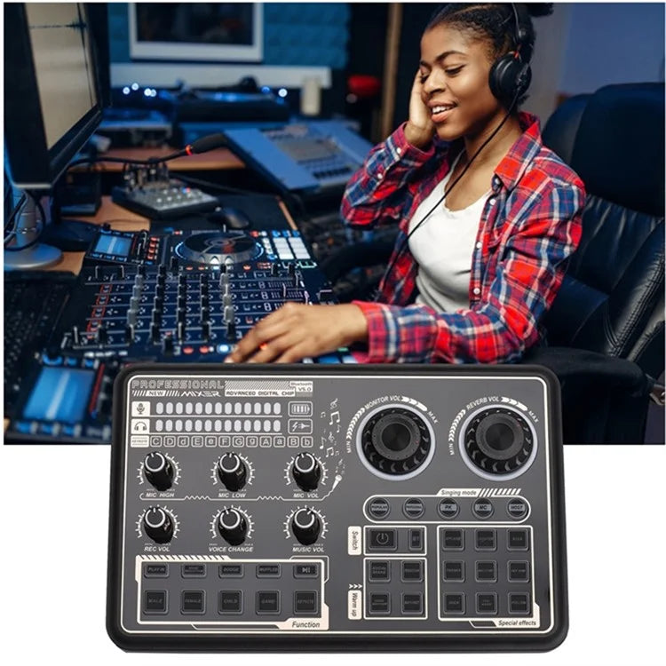 SK600 Multifunctional Live Sound Card Professional Audio Mixer for Mobile Phone PC