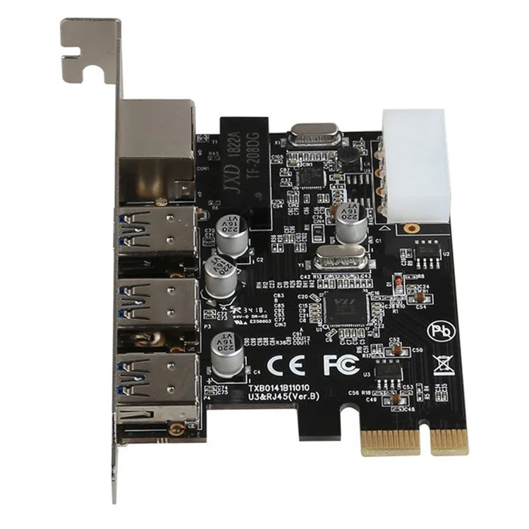 TXB014 PCIE to USB3.0 Adapter Expansion Card PCIE Gigabit Ethernet Network Card for Desktop PC