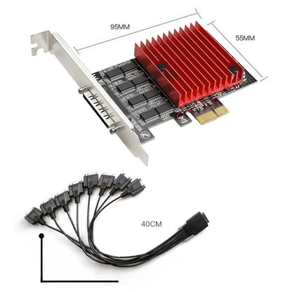 TXB107 Pcie to 8 Serial Port RS232 Expansion Card Desktop PC PCI-E Serial Port Adapter Card