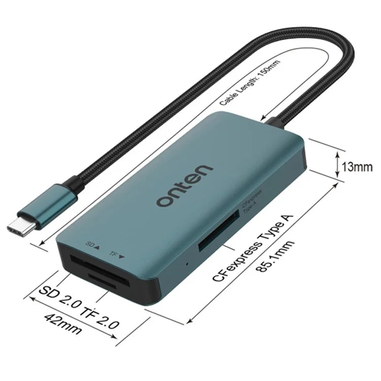 ONTEN C12 Type-C Card Reader Support for SD+Cfepress Type-A+TF Cards