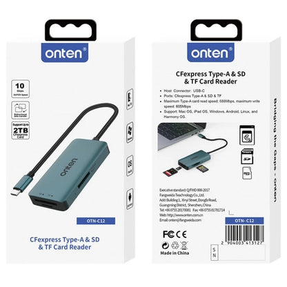 ONTEN C12 Type-C Card Reader Support for SD+Cfepress Type-A+TF Cards