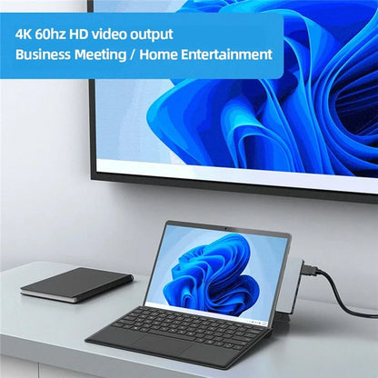 SH969 For Microsoft Surface Pro X / Pro 8 / Pro 9 Dual Type-C Port 4K 60Hz Docking Station USB Hub