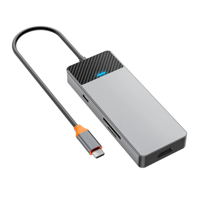 WIWU A721HD Type-C Hub Adapter to 2xUSB 3.1+PD 100W+USB-C+2xCard Reader Slots+HD Video Output