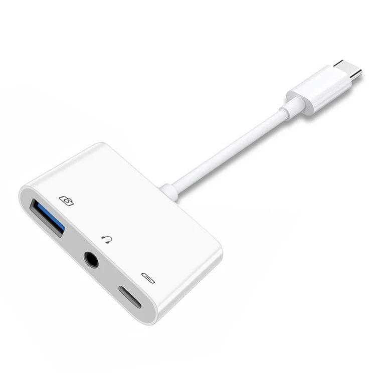 UC-155-TC004 Type C to 3.5mm Audio + Type-A USB2.0 OTG Female with PD Power Charge Adapter for Laptop Tablet Phone