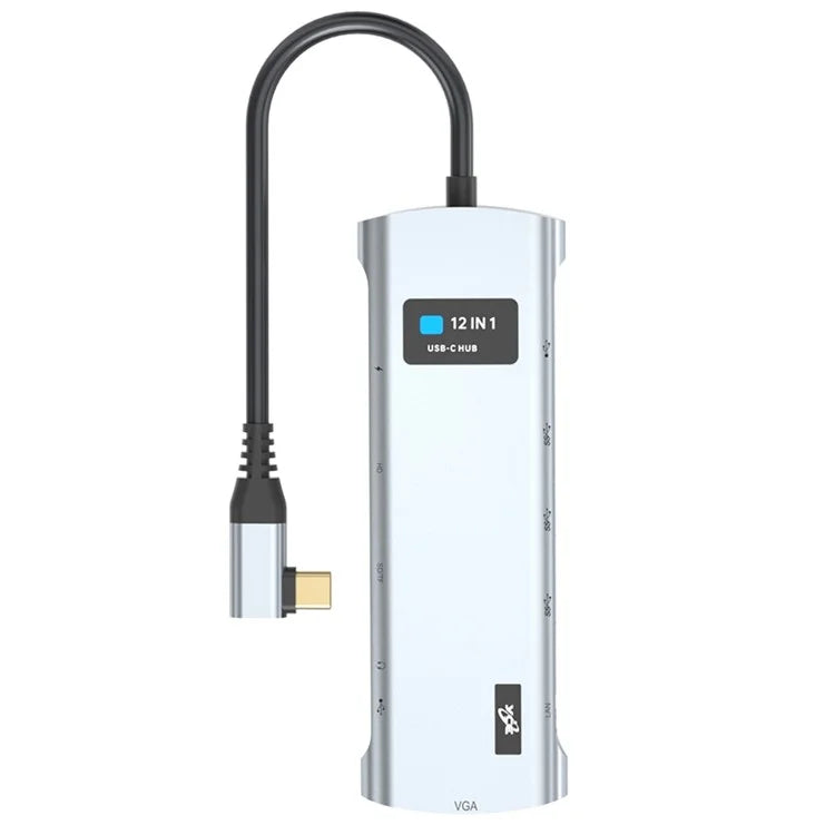 V261A Type-C Hub with PD+USB3.0+USB2.0+Type-C+SD / TF+RJ45+USB Audio+HD+VGA