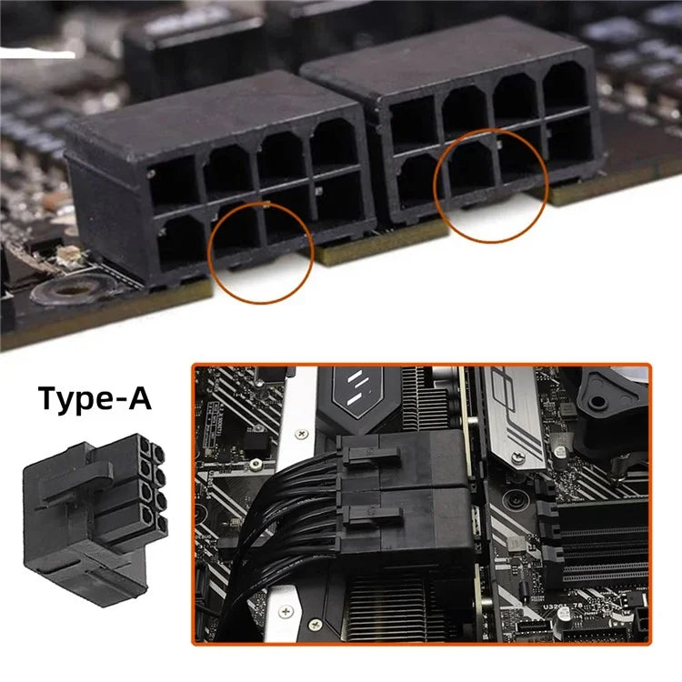 PW-027 2Pcs / Set ATX 8P Male to Female 90 Degree Up+Down Angled Power Header Adapter for GPU Graphics Card