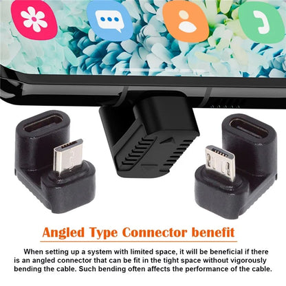 UC-102 4Pcs / Set USB2.0 Type C Female to Micro USB Male Power Data Adapter, 90 Degree Angled Type