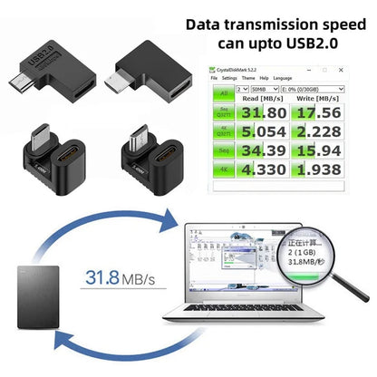 UC-102 4Pcs / Set USB2.0 Type C Female to Micro USB Male Power Data Adapter, 90 Degree Angled Type