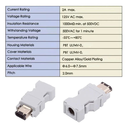 CN-010-MA SM-6P I / O Connector IEEE 1394 6Pin CN3 Plug 55100-0670 Male JZSP-CMP9-1-E Compatible with Yaskawa Panasonic Servo 54280-0609