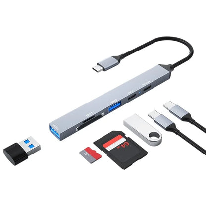 ADS-807 Multi-Port Hub Type-C Adapter to PD 100W Charging USB Data Reading Card Slots