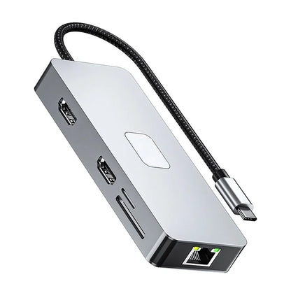 BYL-2315 10-in-1 Type-C Hub to PD 100W Charging RJ45 USB 3.0 USB-C HD 4K Video Output Card Reader