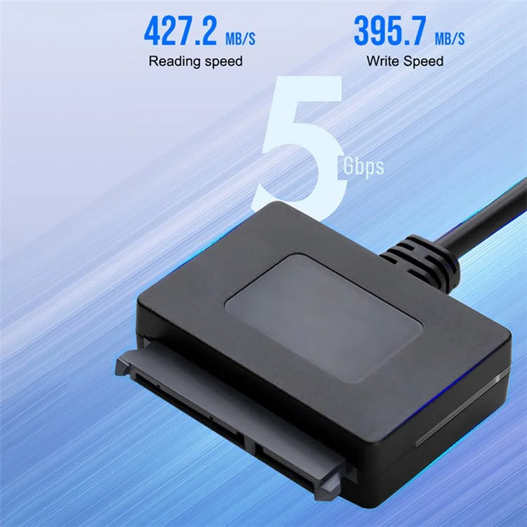 Black ABS Plastic SATA to USB 3.0 Adapter Cable for 2.5-Inch Hard Drive SSD Data Transfer