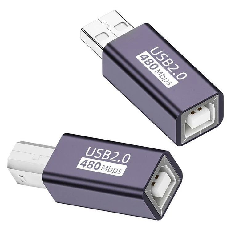 U2-010-AB 2Pcs USB 2.0 B Type Female to Type-A + Type-B Male Extension Adapter for Printer Scanner Disk