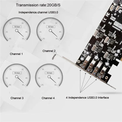 TXI058 Desktop Computer 4 USB3.0 PCI Express Card Adapter 4x5G PCI-E to USB3.0 Expansion Card